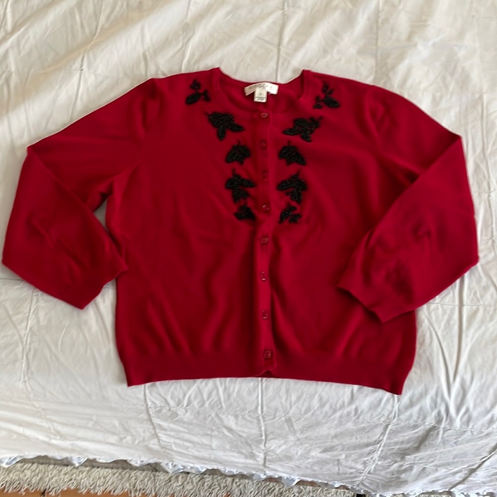 Red beaded Cardigan